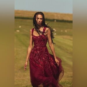 NWT Anthropologie Rosette Lace Maxi Dress size Medium Petite